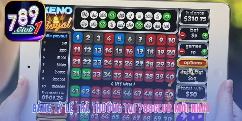 Tham khảo tỷ lệ thưởng trực tiếp Keno cho mỗi loại cược